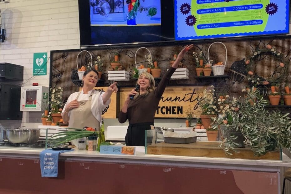 Tina Germanos and Maeve O'mara launch Filoxenia at Adelaide Central Market, March 2026