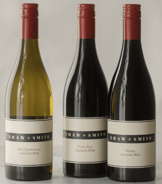 shaw and smith bottles of shiraz, chardonnay, pinot noir